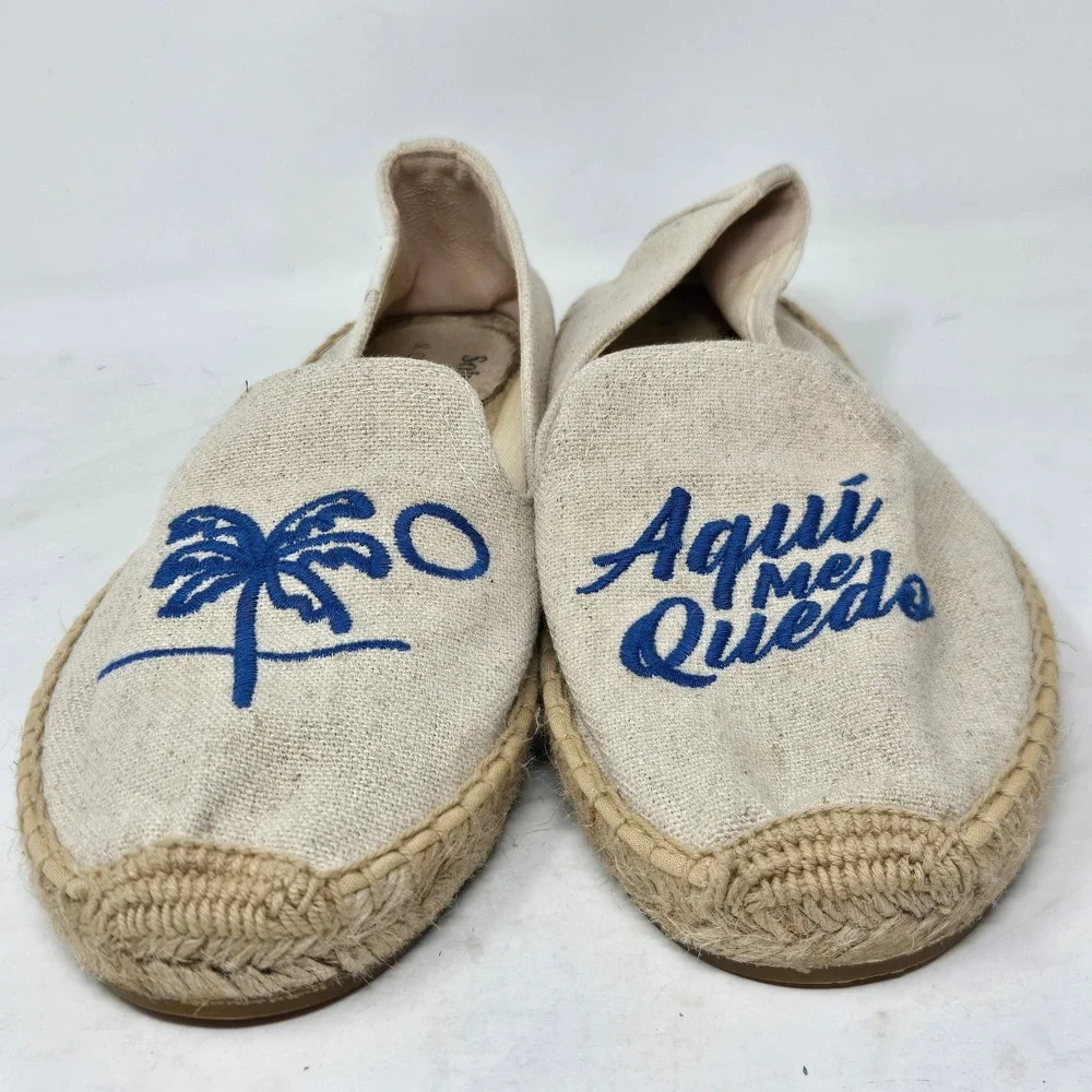Soludos x Rosewood Mayakoba Espadrilles Womens 9 Aqui Me Quedo Palm Tree Linen